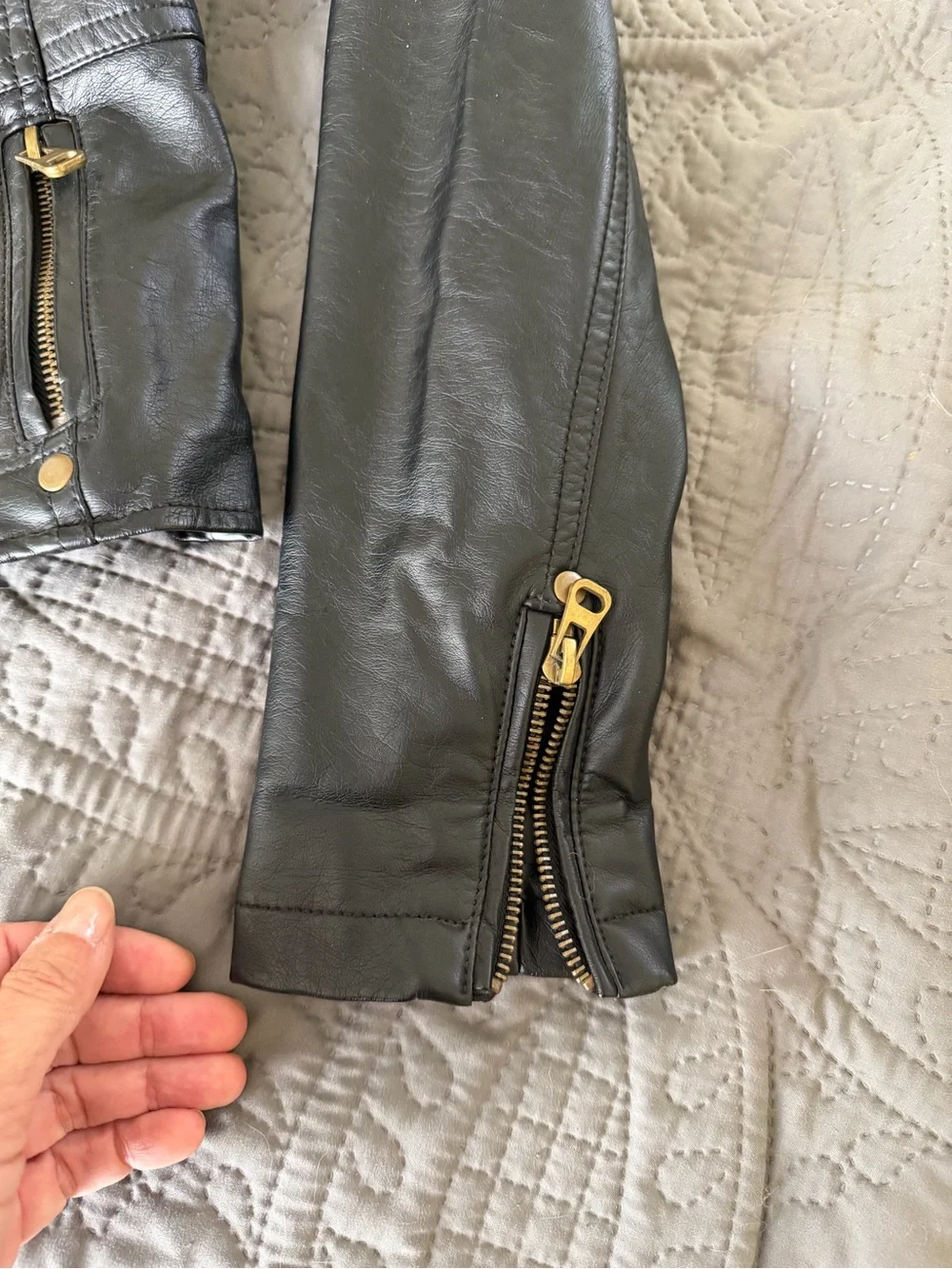 Peace of Mind Black Vegan Leather Moto Jacket - Picture 7 of 9